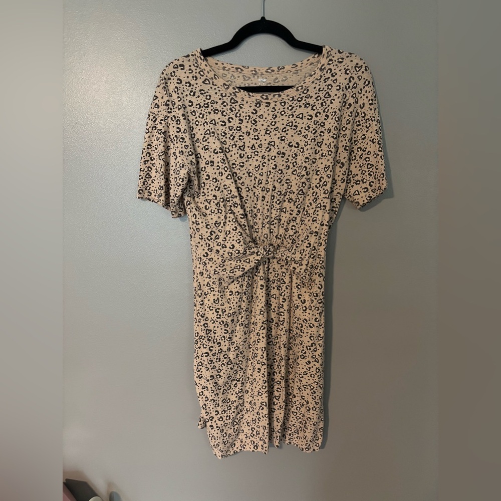 Aerie Beige Leopard Print Midi Dress